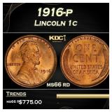1916-p Lincoln Cent 1c Grades ms66 rd