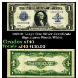 1923 $1 large size Silver Certificate Grades xf Si