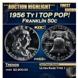 1956 Ty I Proof Franklin Half Dollar TOP POP! 50c