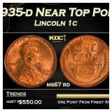 1935-d Lincoln Cent Near Top Pop 1c ms67 rd SEGS