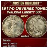 1917-d Obverse Walking Liberty Half Dollar Toned 5