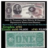 1890 $1 Treasury Note Edwin M Stanton Grades xf+ S