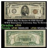 1934A $5 FRN Hawaii WWII Emergency Currency Key To