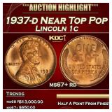 1937-d Lincoln Cent Near Top Pop 1c ms67+ rd SEGS