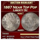 1887 Liberty Nickel Near Top Pop 5c ms66+ SEGS