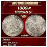 1889-p Morgan Dollar $1 ms66+ SEGS