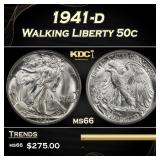 1941-d Walking Liberty Half Dollar 50c Grades ms66