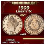 1909 Proof Liberty Nickel 5c pr67 SEGS
