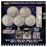Morgan Dollar 5 Coin Variety Set 1878 7/8TF, 1882-