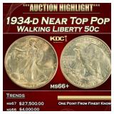 1934-d Walking Liberty Half Dollar Near Top Pop 50