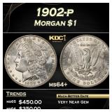 1902-p Morgan Dollar $1 Grades ms64+