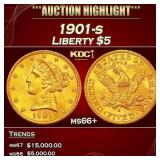 1901-s Gold Liberty Half Eagle $5 ms66+ SEGS