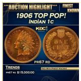 1906 Proof Indian Cent TOP POP! 1c pr67 rd SEGS