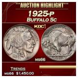 1925-p Buffalo Nickel 5c ms66 SEGS