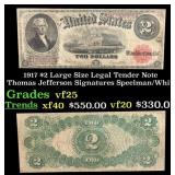 1917 $2 Large Size Legal Tender Note Thomas Jeffer