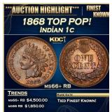 1868 Indian Cent TOP POP! 1c ms66+ RB SEGS