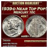 1939-d Mercury Dime Near Top Pop! 10c ms68+ FSB SE