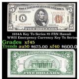 1934A $5 FRN Hawaii WWII Emergency Currency Key To