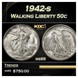 1942-s Walking Liberty Half Dollar 50c Grades ms66