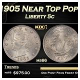 1905 Liberty Nickel Near Top Pop 5c ms66 SEGS