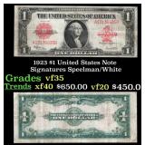 1923 $1 United States Note Grades vf++ Signatures