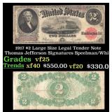 1917 $2 Large Size Legal Tender Note Thomas Jeffer