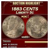 1883 CENTS Liberty Nickel 5c ms65+ SEGS