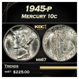 1945-p Mercury Dime 10c ms67 SEGS