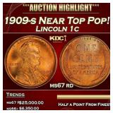 1909-s Lincoln Cent Near Top Pop! 1c ms67 rd SEGS