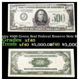 1934 $500 Green Seal Federal Reserve Note Presiden