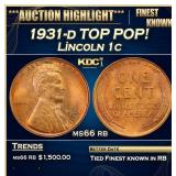 1931-d Lincoln Cent TOP POP! 1c ms66 rb SEGS