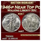 1946-p Walking Liberty Half Dollar Near Top Pop 50