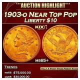 1903-o Gold Liberty Eagle Near Top Pop $10 ms65+ S