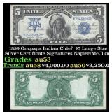 1899 $5 Large Size Silver Certificate Oncpapa Indi