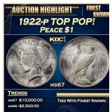 1922-p Peace Dollar TOP POP! $1 ms67 SEGS
