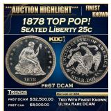 1878 Proof Seated Liberty Quarter TOP POP! 25c pr6