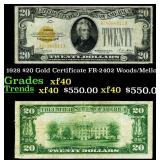 1928 $20 Gold Certificate FR-2402 Woods/Mellon Gra