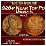 1928-p Lincoln Cent Near Top Pop! 1c ms67 rd SEGS