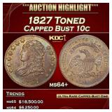 1827 Capped Bust Dime Toned 10c ms64+ SEGS