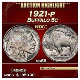 1921-p Buffalo Nickel 5c ms66 SEGS