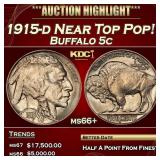 1915-d Buffalo Nickel Near Top Pop! 5c ms66+ SEGS