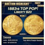1883-s Gold Liberty Double Eagle TOP POP! $20 ms64