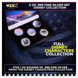 5x 1oz Silver Round Disney Set, 5oz Of Pure Silver