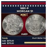1891-p Morgan Dollar $1 Grades Select+ Unc