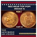 1903 Indian Cent Near Top Pop! 1c ms67 rd SEGS