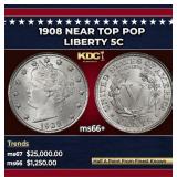 1908 Liberty Nickel Near Top Pop 5c ms66+ SEGS