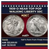 1939-d Walking Liberty Half Dollar Near Top Pop 50