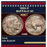 1925-p Buffalo Nickel 5c ms66 SEGS