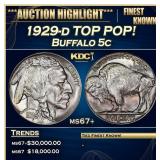 1929-d Buffalo Nickel TOP POP! 5c ms67+ SEGS