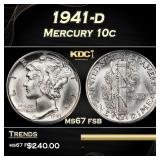 1941-d Mercury Dime 10c ms67 fsb SEGS